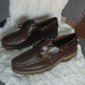Men's Brown Leather Boat Shoes By Cary Country New No Box